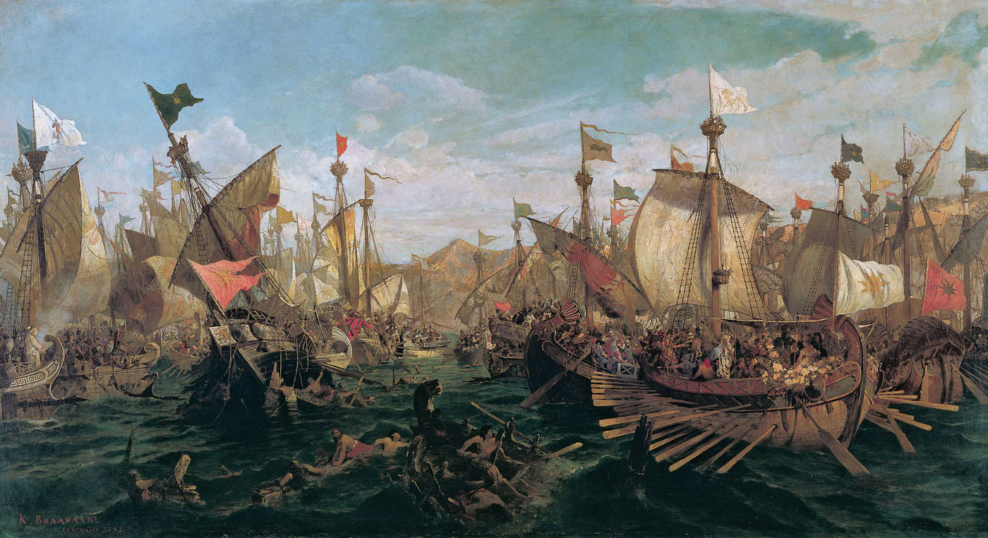 Η ναυμαχία της Σαλαμίνας, 1882, λάδι σε καμβά, 103Χ200 εκ. Αρχηγείο Ναυτικού.